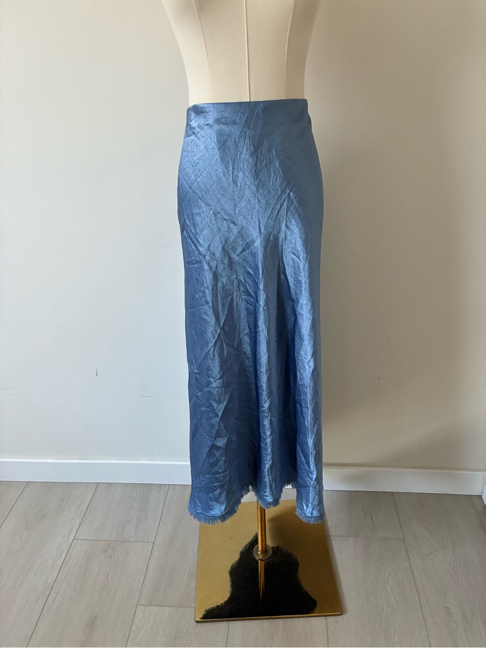 Vince Satin Maxi Skirt in Dusty Blue